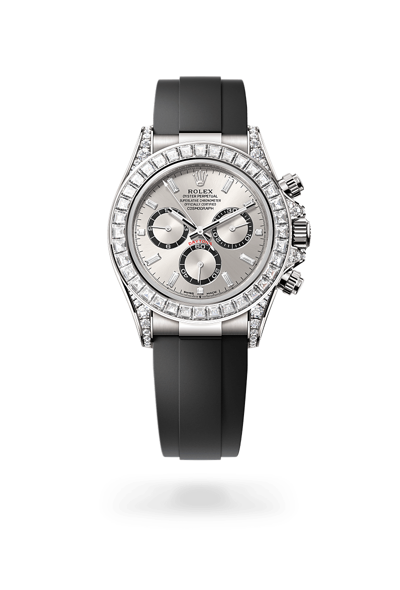 rolex Cosmograph Daytona in 18 kt white gold with lugs set with diamonds,  - Blakeman's Fine Jewelry